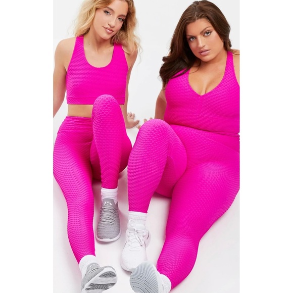 Booty by Brabants Bright Pink Crocodile Skin Leggings Textured Stretch Workout - Picture 14 of 15